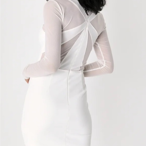 Lulu's White Ribbed Backless Bodycon Dress Sz Med - Picture 2 of 5